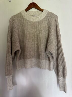 Sincerely Jules Ribbed Crewneck Sweater - Beige/Cream